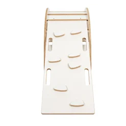 MeowBaby - Mecedora Infantil Blanca con Escalera y Cojín Rosa “Medium Dream Rocker White Wood”