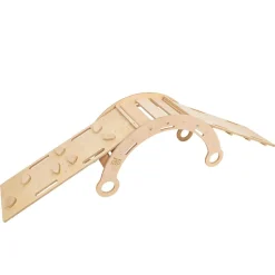 MeowBaby - Mecedora Infantil de Madera Natural con Tobogán, Escalera y Cojín Beige “Medium Dream Rocker Classic”