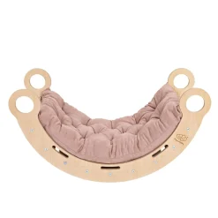 MeowBaby - Mecedora Infantil de Madera Natural con Escalera y Cojín Rosa “Medium Dream Rocker Classic”