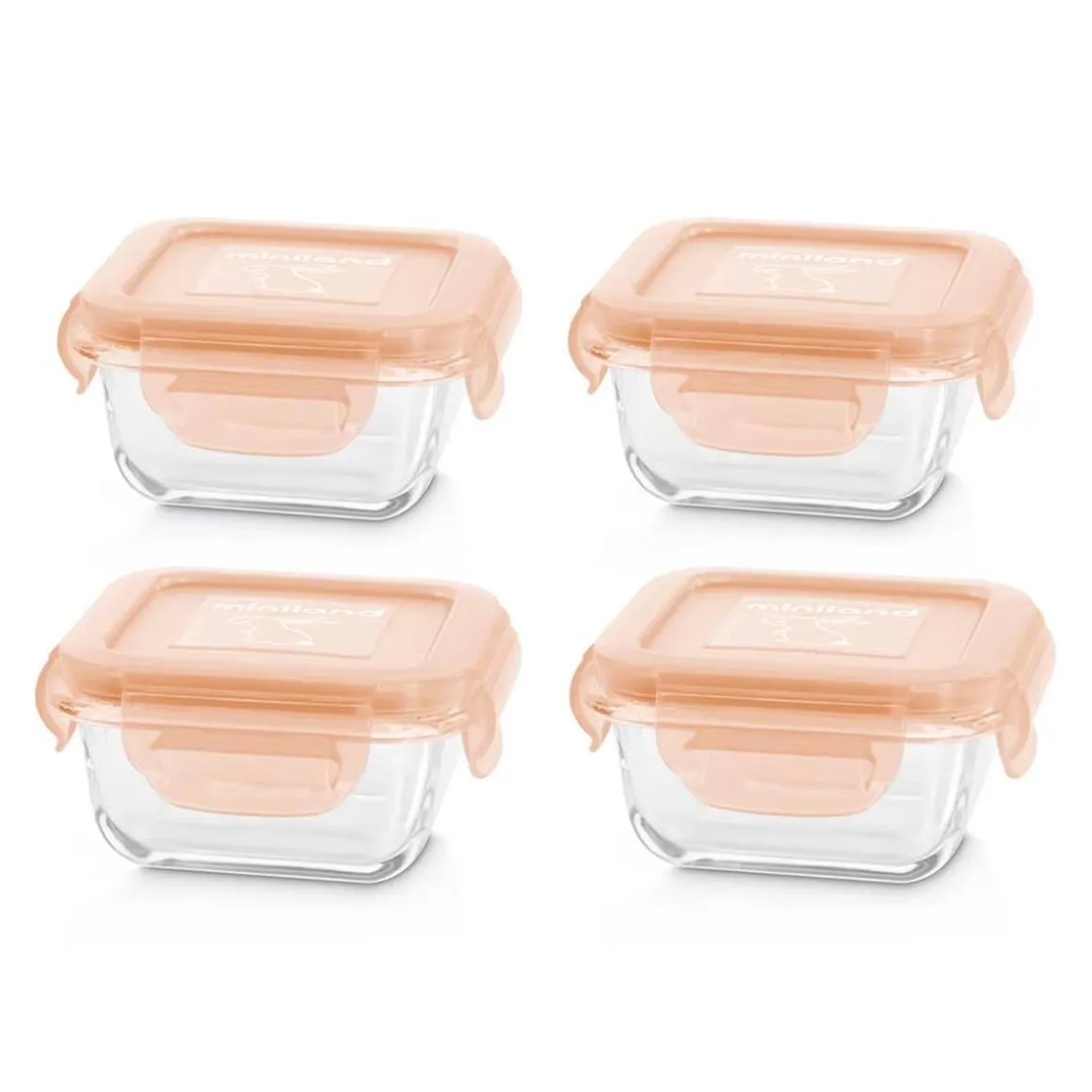 Miniland - Set 4 Recipientes de Vidrio Naranja - Natursquare Bunny