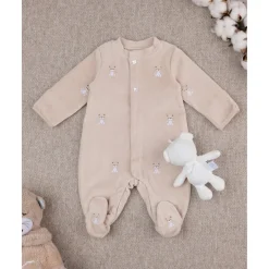 Mono de bebé beige con osito de regalo