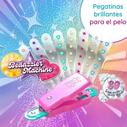 Nancy - Muñeca con pelo rosa, juego para peinar y decorar, máquina de gemas y accesorios ㅤ