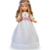 Nancy - Muñeca de colección para Primera Comunión con vestido blanco y corona de flores, rubia, Reedición 2023