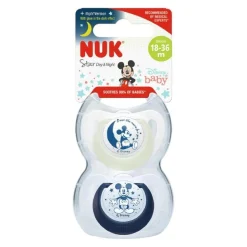 Nuk - Pack 2 chupetes Star Day & Night Mickey 18-36 meses
