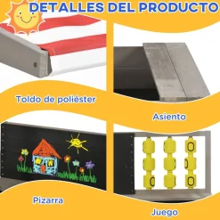 Outsunny - Arenero de madera con toldo y pizarra