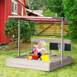 Outsunny - Arenero de madera con toldo