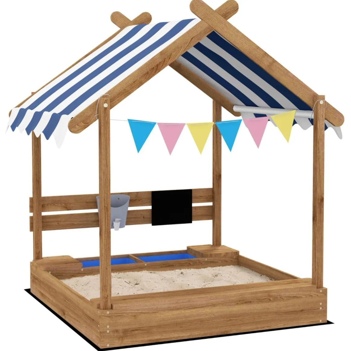 Outsunny - Arenero de madera Casita