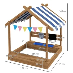 Outsunny - Arenero de madera Casita