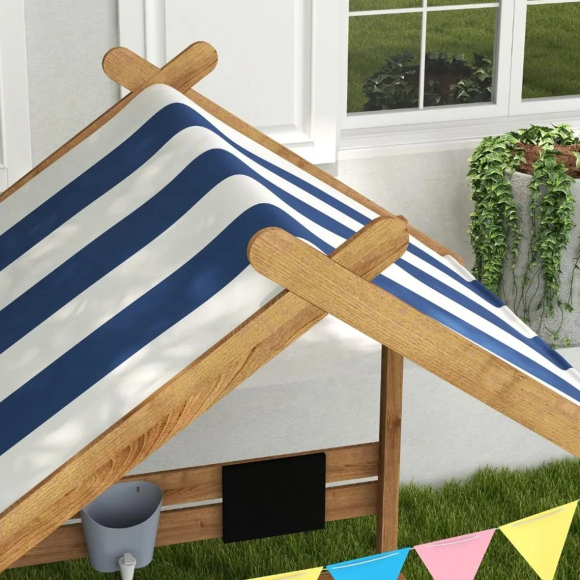 Outsunny - Arenero de madera Casita