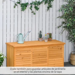 Outsunny - Baúl de jardín de madera