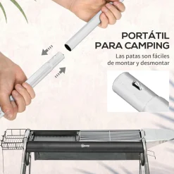 Outsunny - Barbacoa de carbón portatil con parrilla y plancha