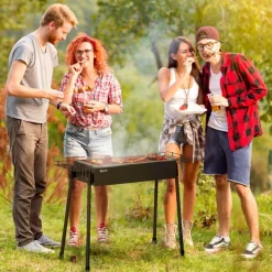 Outsunny - Barbacoa de carbón portatil con dos parrillas