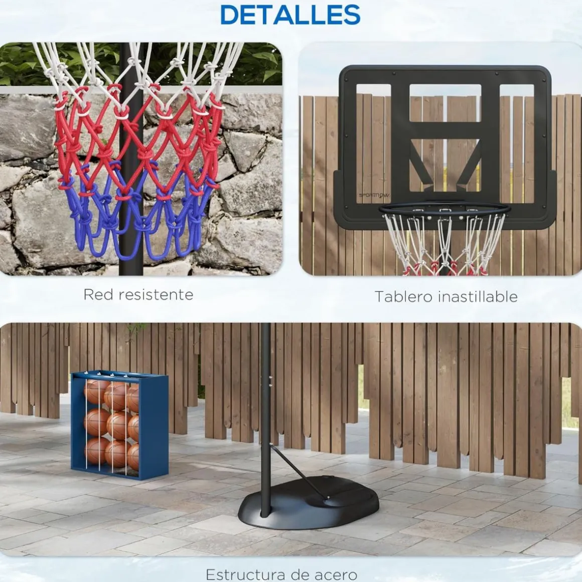 Outsunny - Canasta baloncesto regulable con base rellenable
