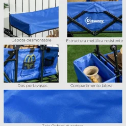 Outsunny - Carro plegable con toldo Azul