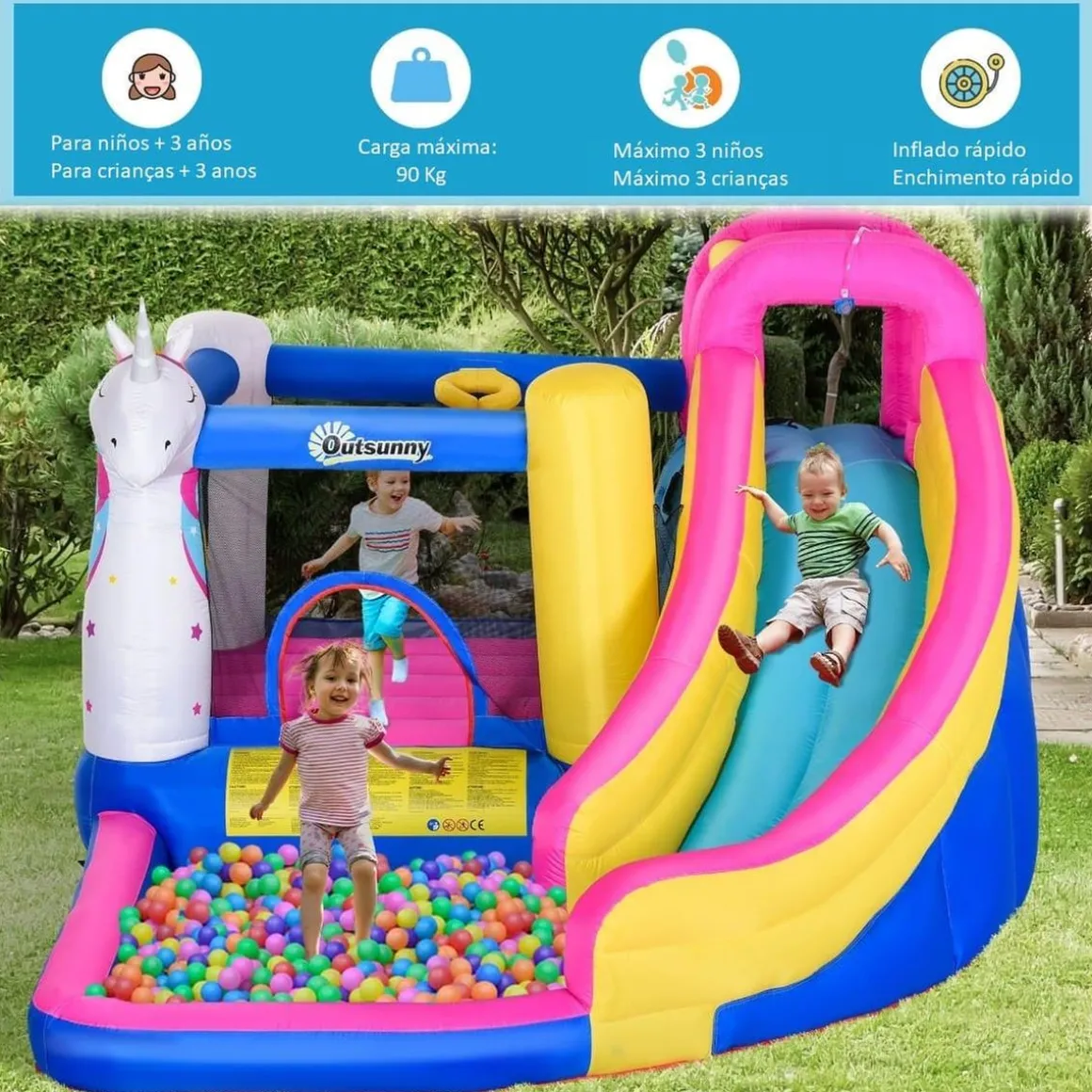 Outsunny - Castillo hinchable infantil 5 en 1