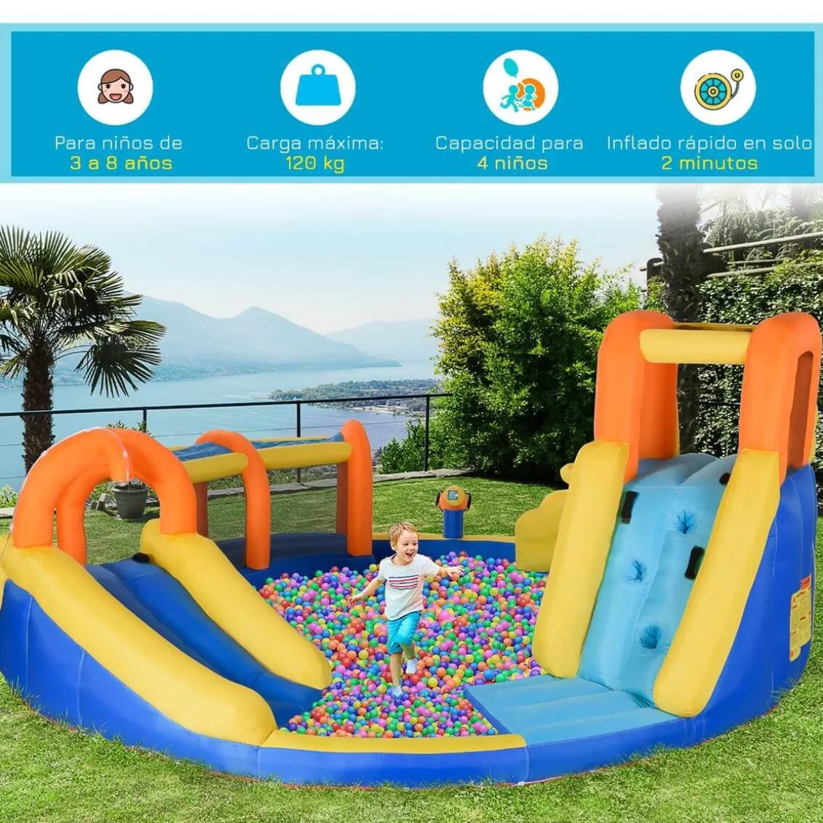 Outsunny - Castillo hinchable 6 en 1 grande