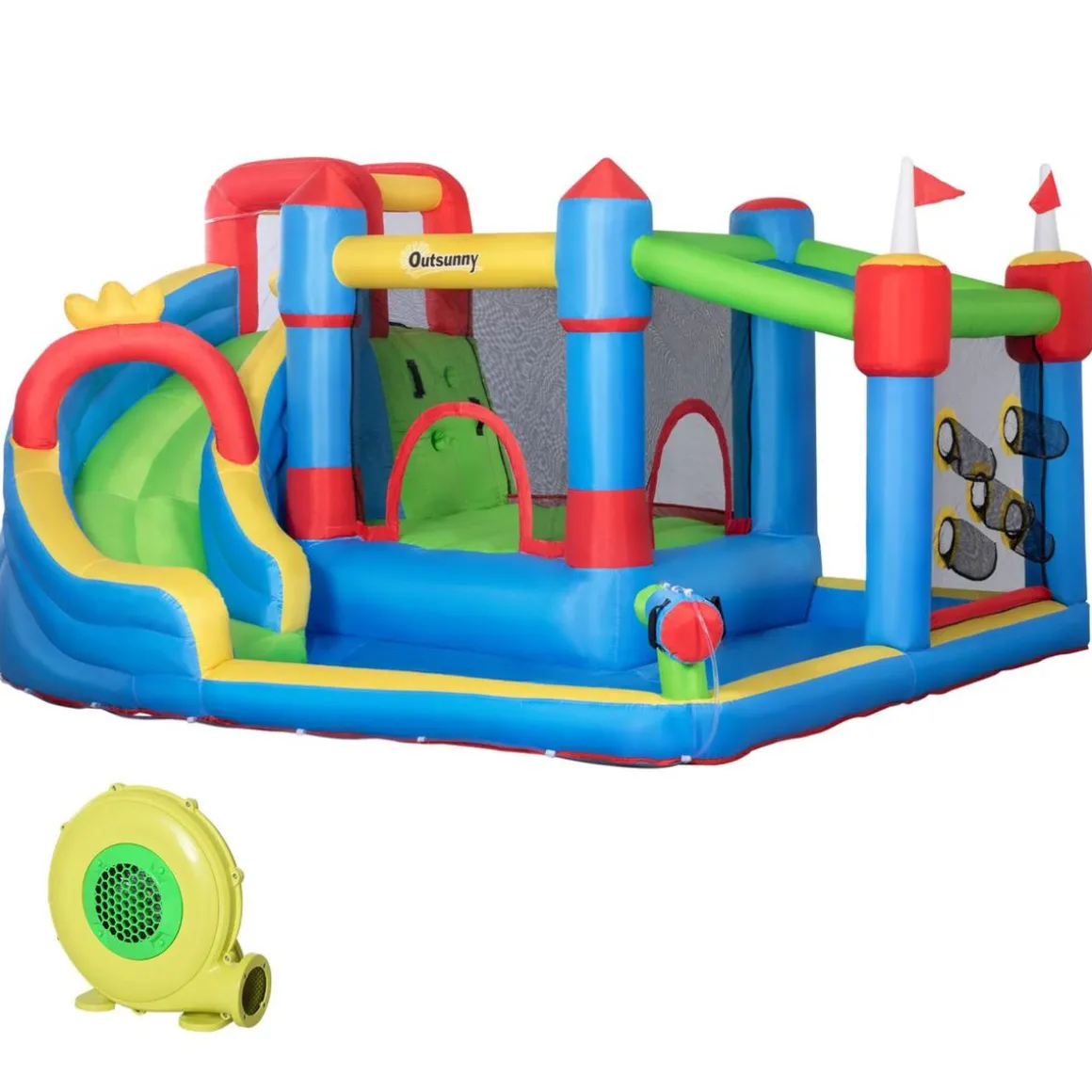 Outsunny - Castillo hinchable 6 en 1 con tobogán