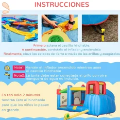 Outsunny - Castillo hinchable 6 en 1 con tobogán