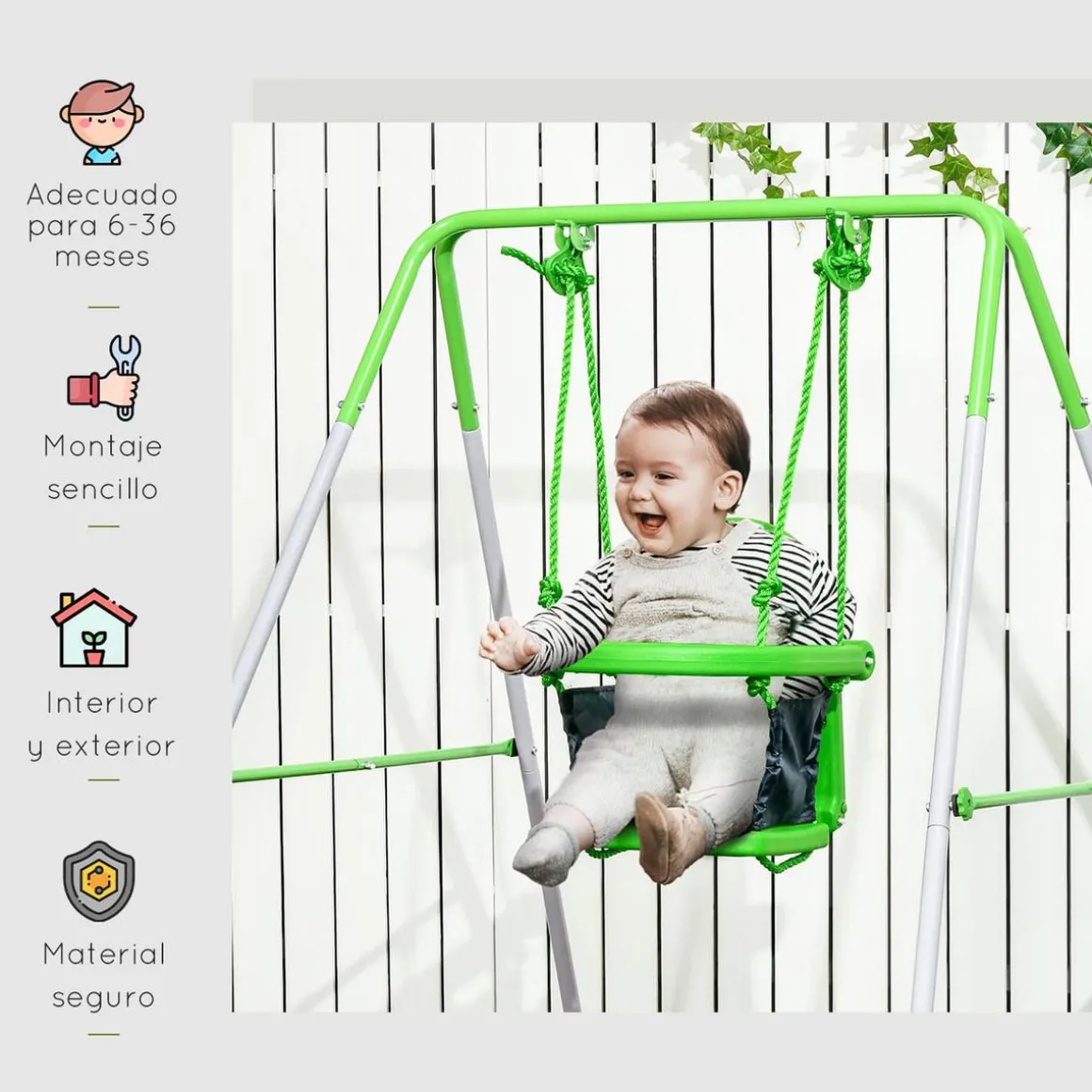 Outsunny - Columpio infantil de acero