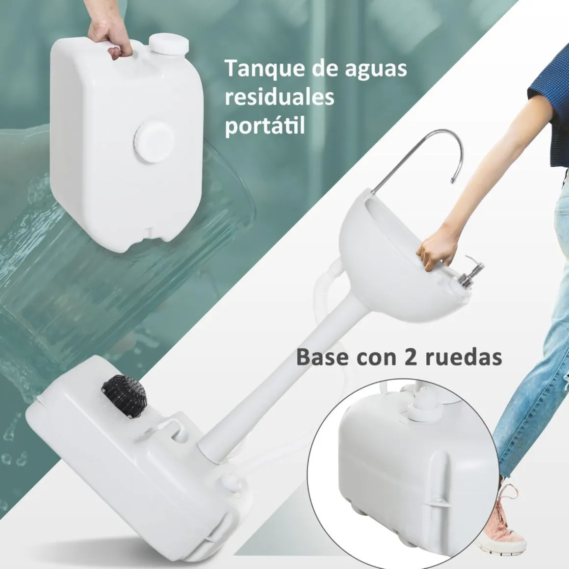 Outsunny - Lavamanos portátil con dispensador de jabón
