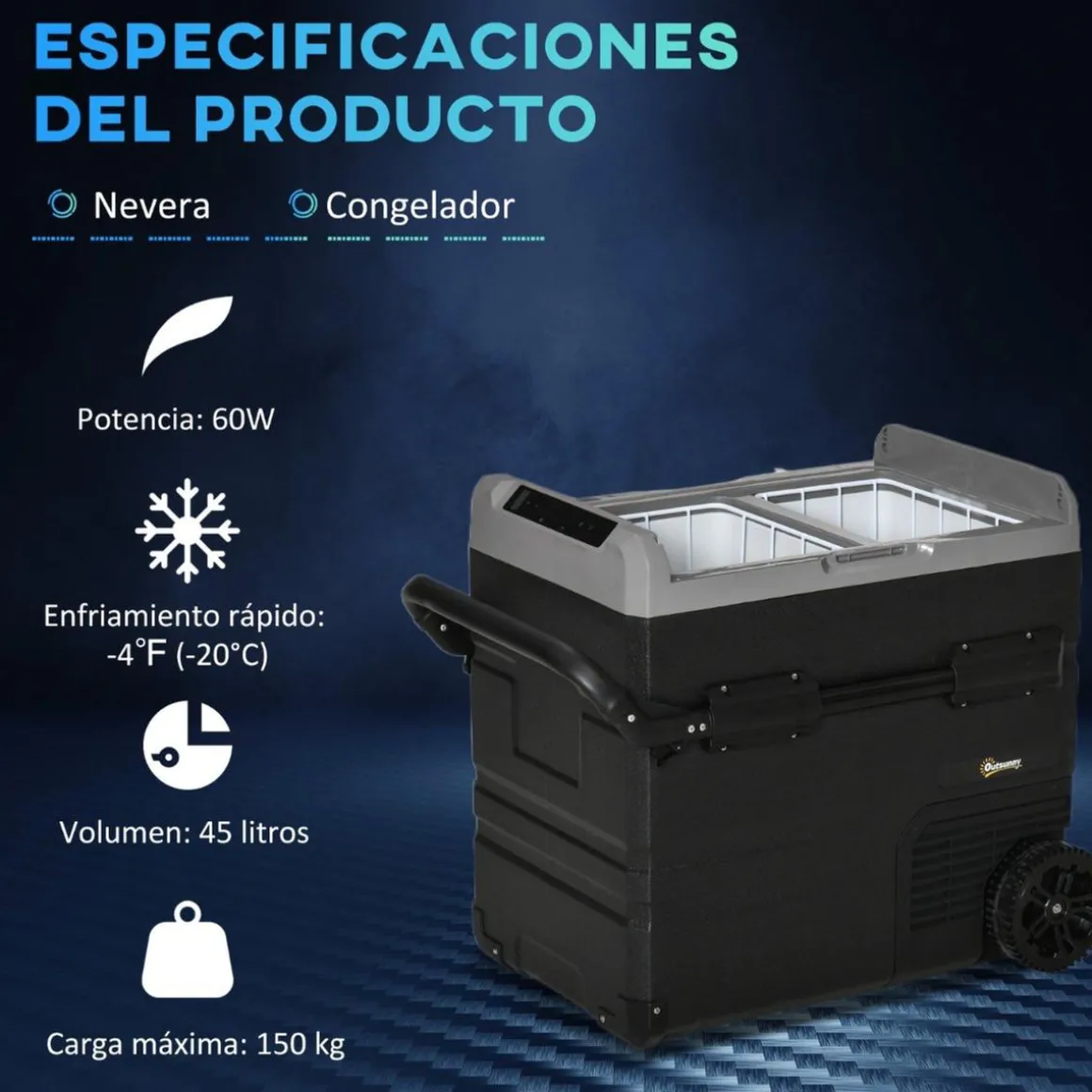 Outsunny - Nevera congelador portatil 45L Negro