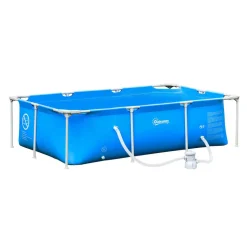 Outsunny - Piscina desmontable tubular de acero azul 2.100 l con depuradora