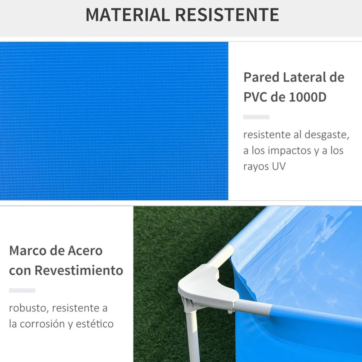 Outsunny - Piscina desmontable tubular de acero azul 2.100 l con depuradora