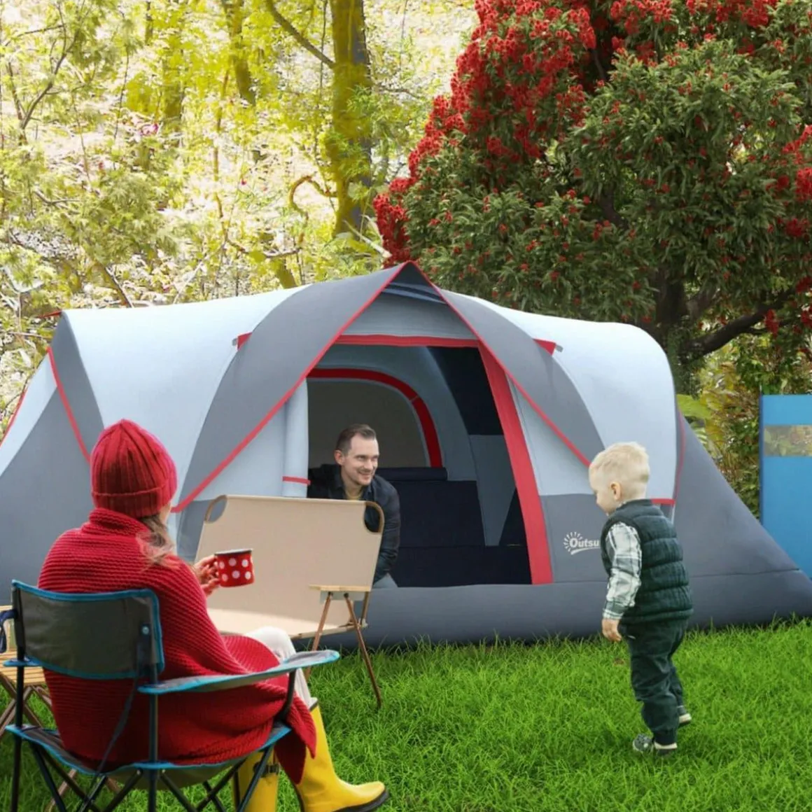 Outsunny - Tienda de campaña 455x230x180 cm Gris
