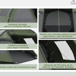 Outsunny - Tienda de campaña familiar 475x264x172 cm Verde