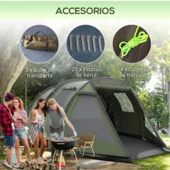 Outsunny - Tienda de campaña familiar 475x264x172 cm Verde