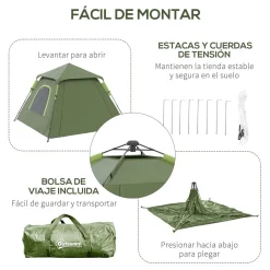 Outsunny - Tienda de campaña Pop Up 210x210x150cm Verde