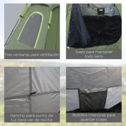 Outsunny - Tienda de campaña Pop Up 210x210x150cm Verde