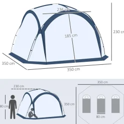 Outsunny - Tienda de camping con mosquiteras 350x350x230 cm Blanco y Azul