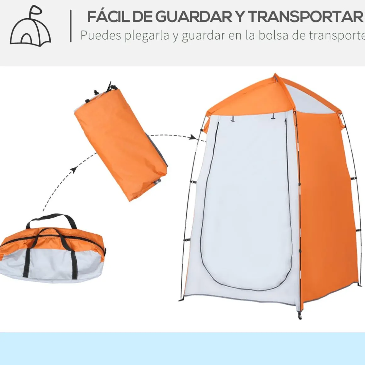 Outsunny - Tienda de ducha camping con mosquiteras 123x121x198 cm Naranja