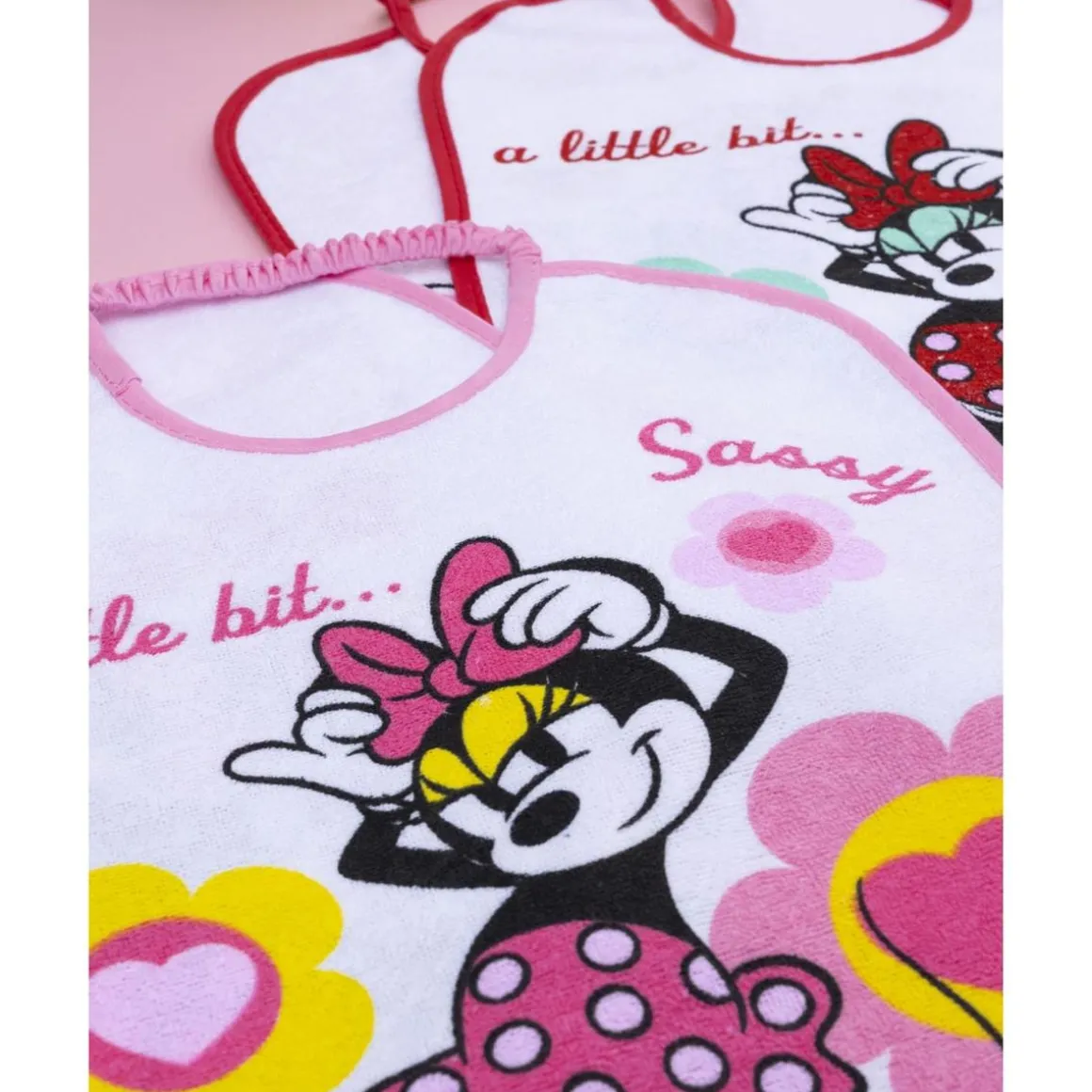 Pack 6 baberos bebé Disney Minnie 100% algodón