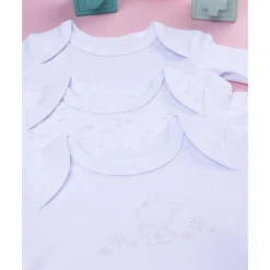 Pack 5 bodies de manga larga para bebé niña en blanco y rosa