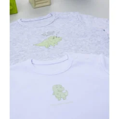 Pack 2 bodies de manga larga niño gris y blanco con dinosaurios