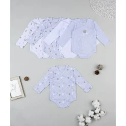 Pack 5 bodies de manga larga para niño con estampado de ositos