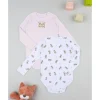 Pack 2 bodies de manga larga niña rosa y blanco con ositos