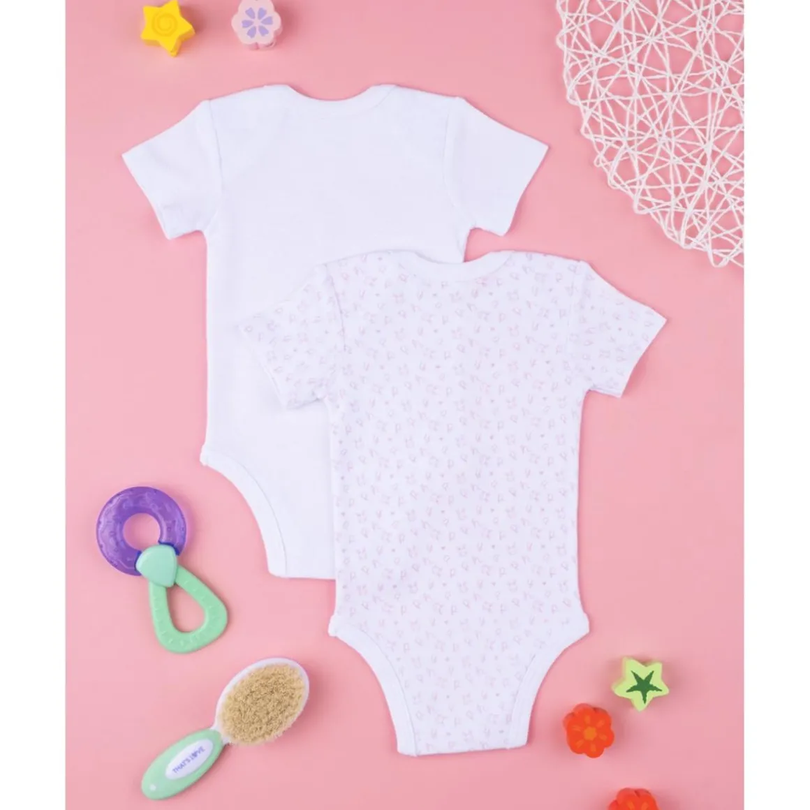 Pack 2 bodys interiores de bebé niña con estampado de gatos