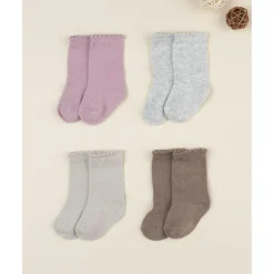 Pack 4 calcetines altos niña colores otoño