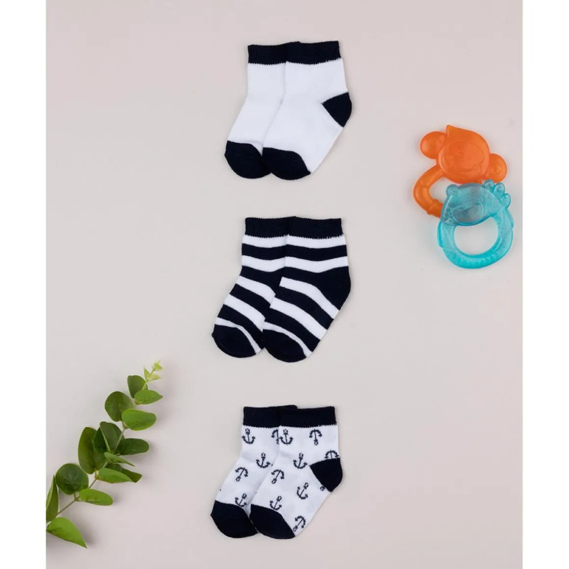 Pack 3 Calcetines Bebé Niño Blanco/Azul Bicolor