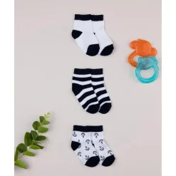 Pack 3 Calcetines Bebé Niño Blanco/Azul Bicolor