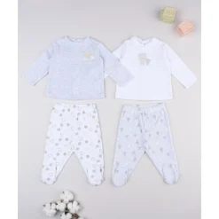 Pack 2 conjuntos de bebé en terciopelo blanco y gris