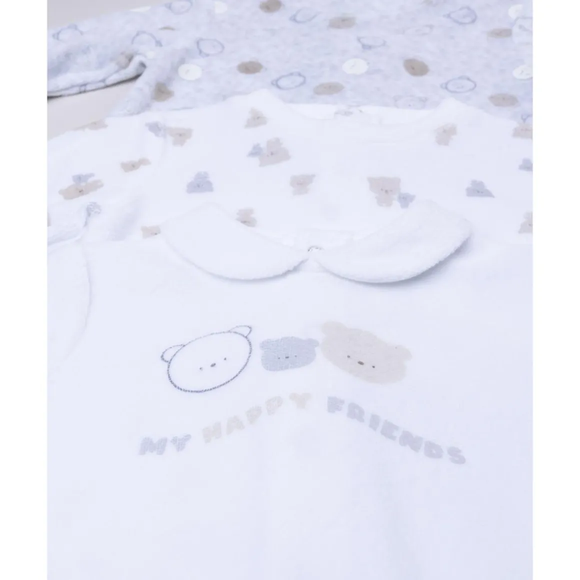 Pack 3 pijamas corredino para bebé con estampado de ositos