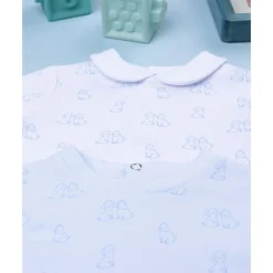Pack 2 pijamas de bebé niño en terciopelo blanco y azul