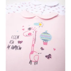 Pack 2 pijamas enterizos de bebé niña con estampado de jirafa