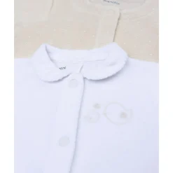 Pack 3 pijamas largos de bebé en blanco y beige