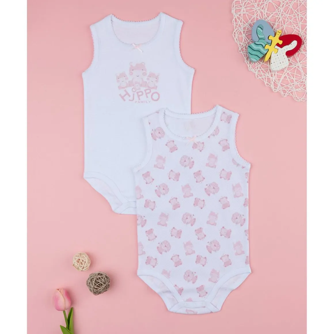 Pack de 2 Bodies de Canalé para Niña "Hippo"