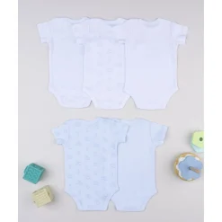 Pack de 5 bodies de manga corta blanco y azul